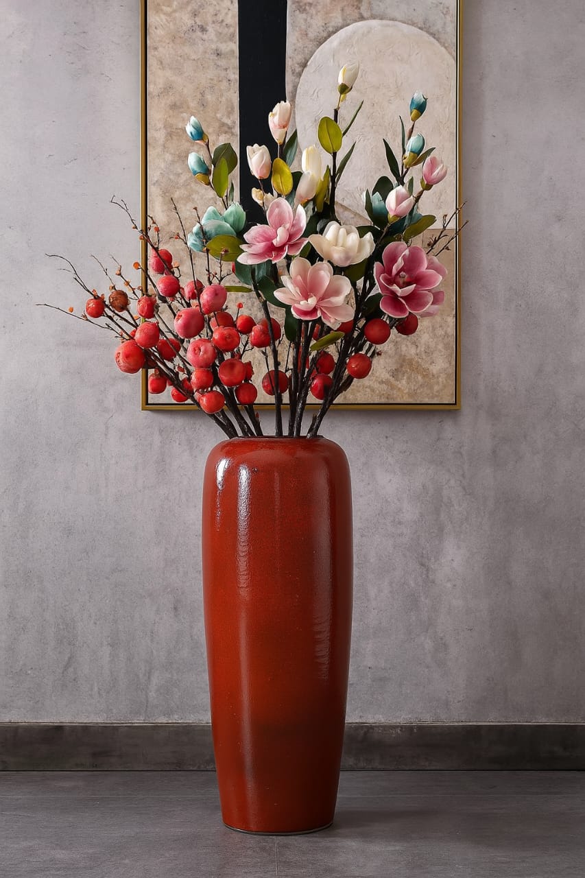 Crimson Ember Floor Vases
